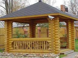 Беседка из оцилиндрованного или рубленного бревна