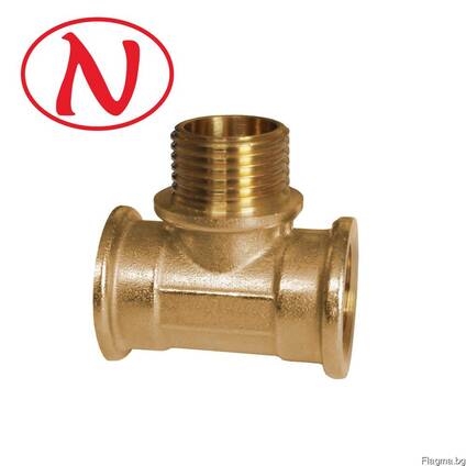 Brass Tee Fitting 1/2"F-1/2"M-1/2"F / HS