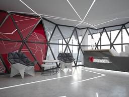 Design for office, bank, restaurant, bar, beauty salon