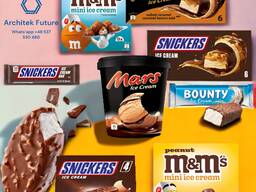 Mars, Bounty, Twix, Snickers, M&amp;M’s