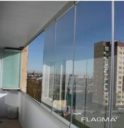 Остекление балконов, террас, без рамочное остекление, изготовление окон