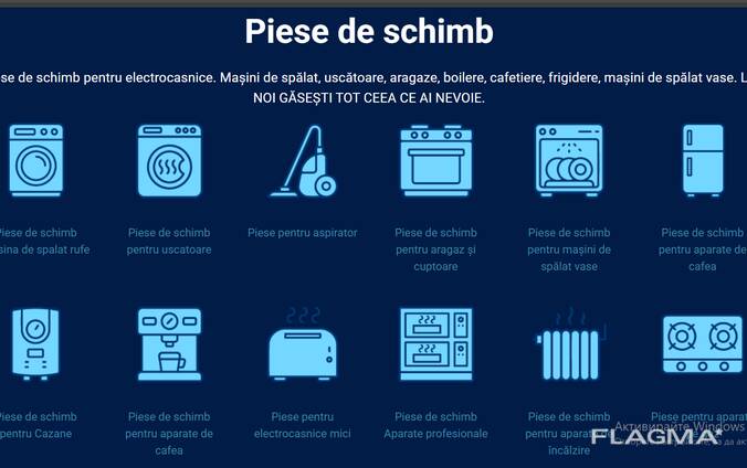 „Piese pentru aparatele dumneavoastră – Disponibile din orice colț al lumii“